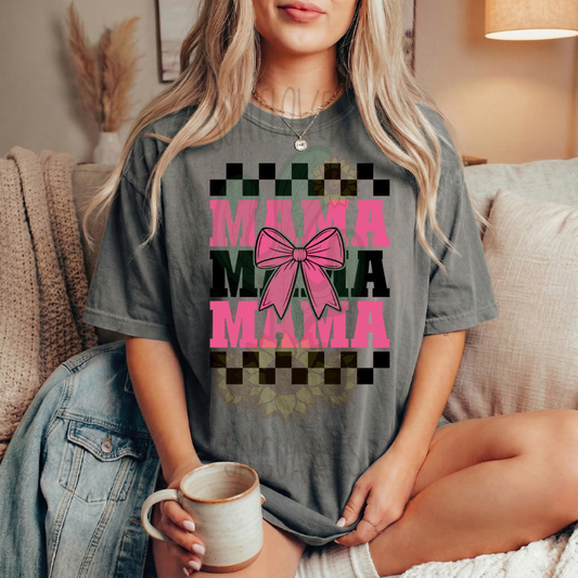 Black + Pink Mama Checkered Bow