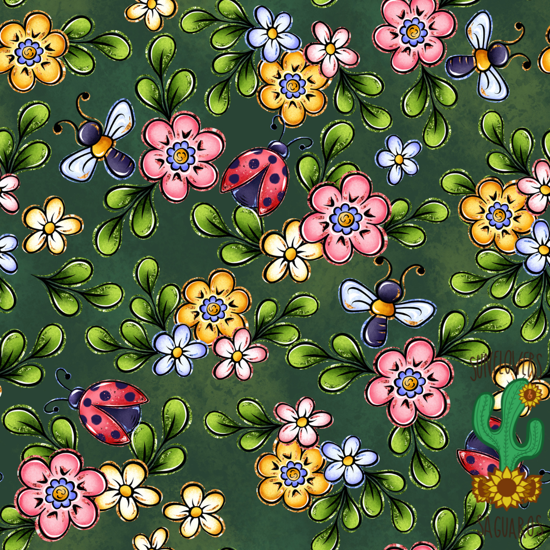 Floral Lady Bugs & Bees