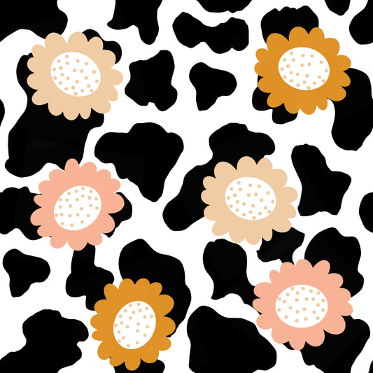 Cow & Retro Flowers