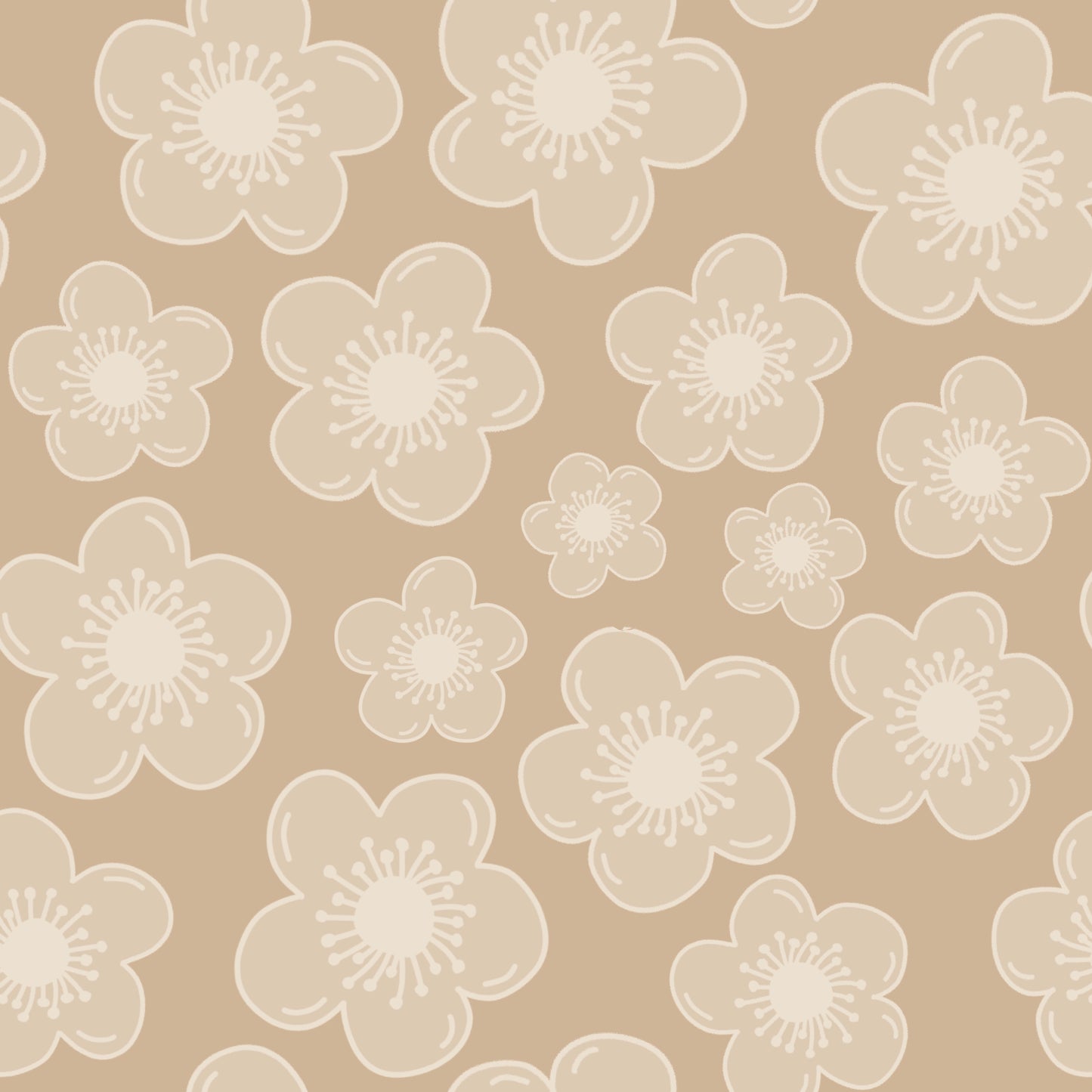 Flowers Beige Detailed