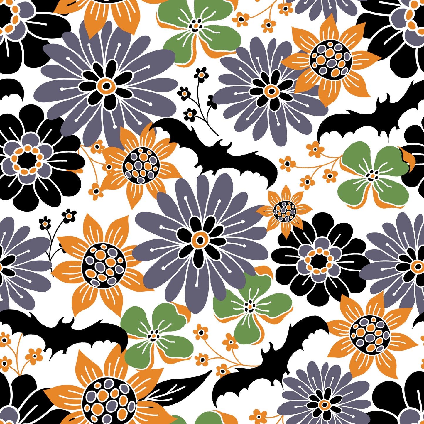 Halloween Floral Bats