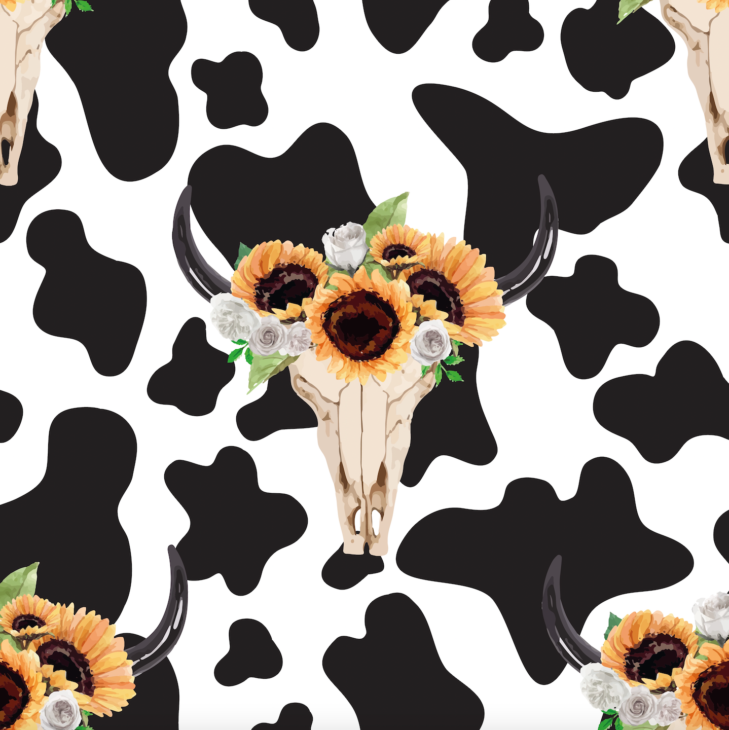 Skull & Cow Print Floral